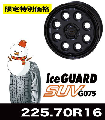 限定特価！PPX MIL:8 マットブラック＆iceGUARD/G075 225/70R16セット